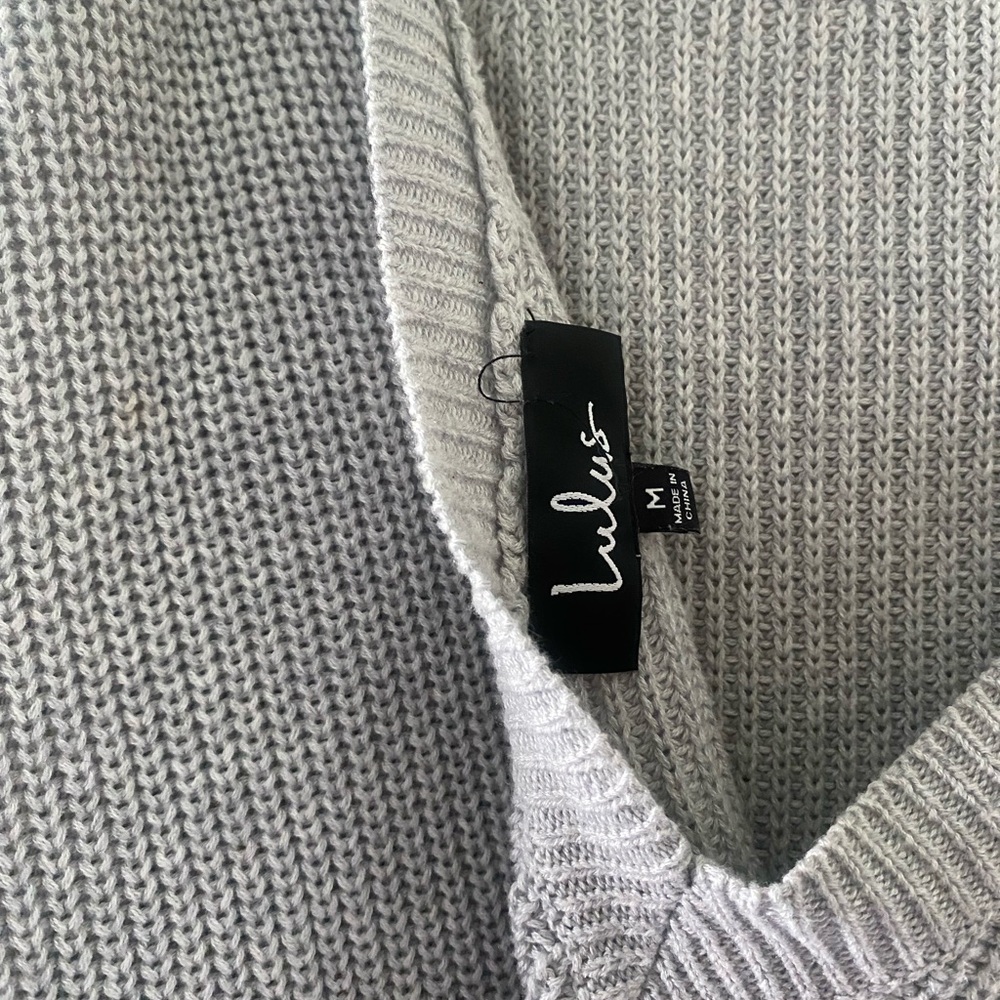 Lulu's Gray Ribbed Knit Sweater